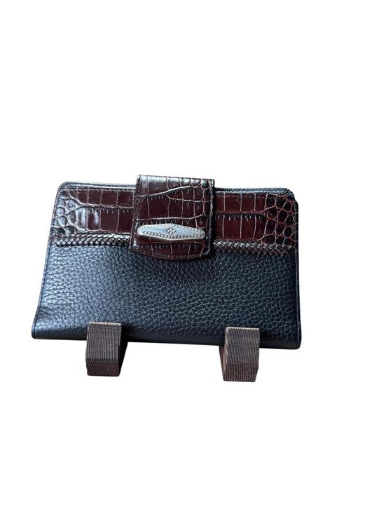 Brighton Handbags - Brighton Two-Tone Leather Wallet with Crocodile Embossed